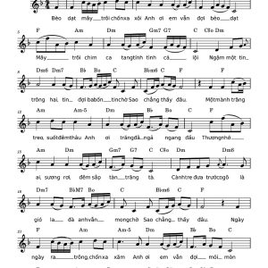 Sheet nhạc Bèo Dạt Mây Trôi chuẩn cho piano